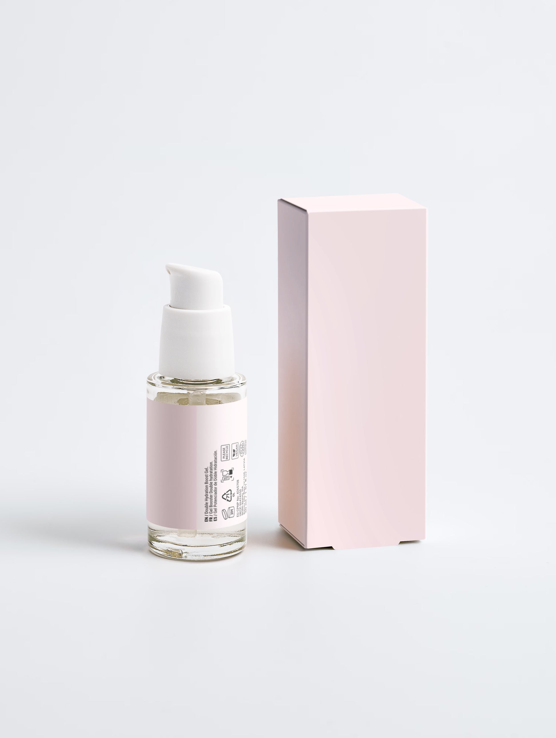 LOVEBUG Double Hydration Boost Gel + HA with the carton turned to show the ingredient list