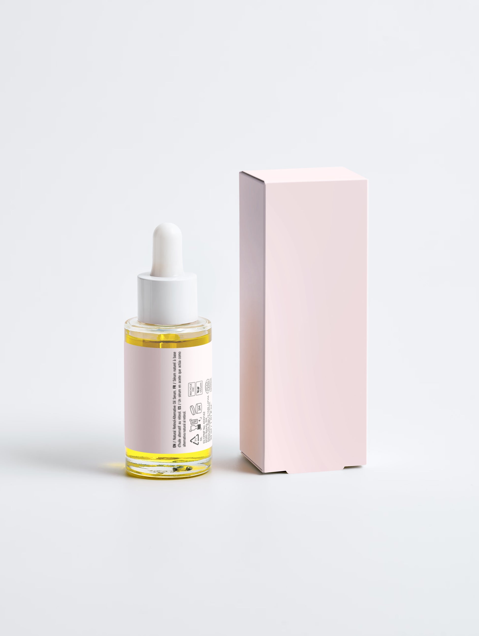 LOVEBUG Retinol Alternative Oil Serum with the carton turned to show the ingredient list