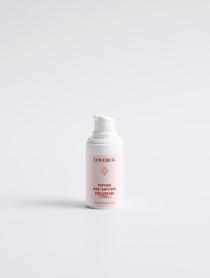 LOVEBUG Peptide Age-Defying Eye Cream pump bottle, front view
