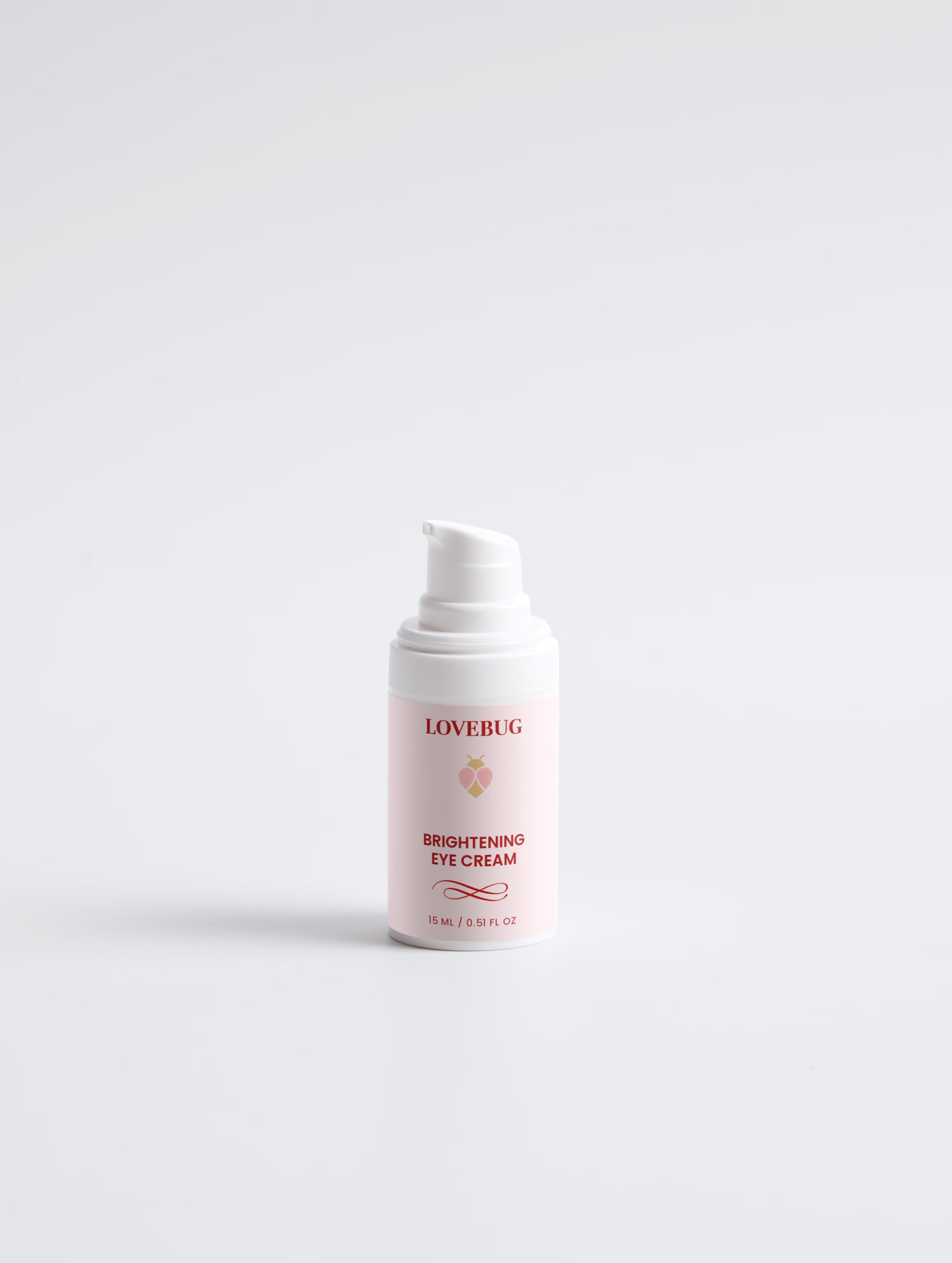 LOVEBUG Brightening Eye Cream pump bottle, front view