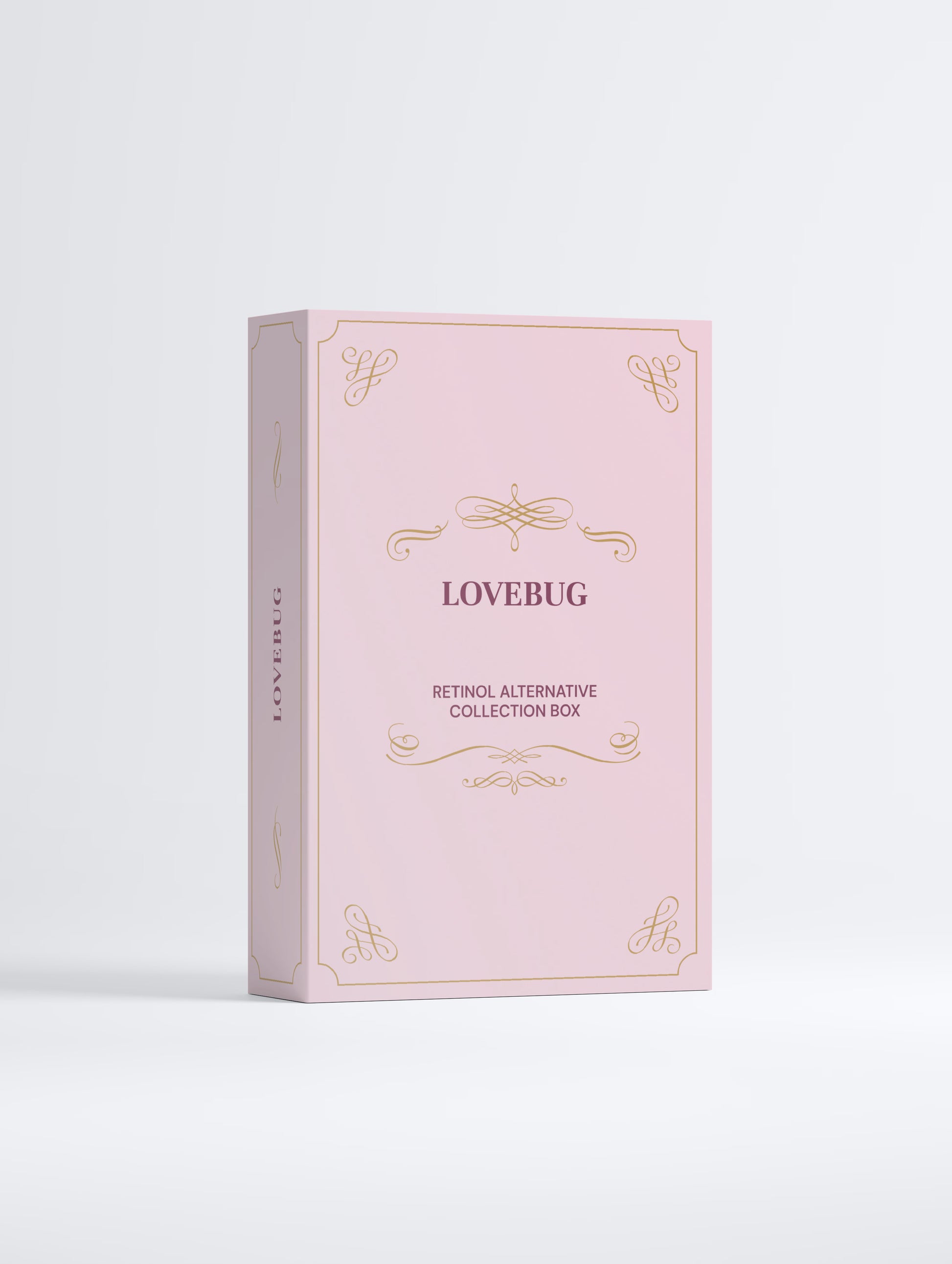 LOVEBUG Retinol Alternative Collection Box in berry, front view