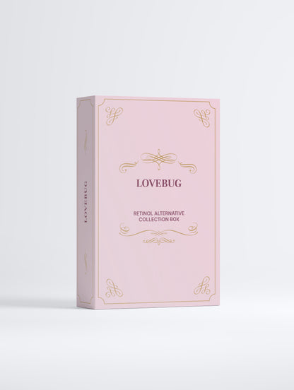 LOVEBUG Retinol Alternative Collection Box in berry, front view