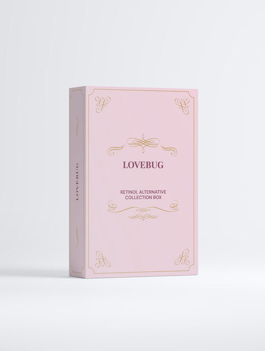 LOVEBUG Retinol Alternative Collection Box in berry, front view